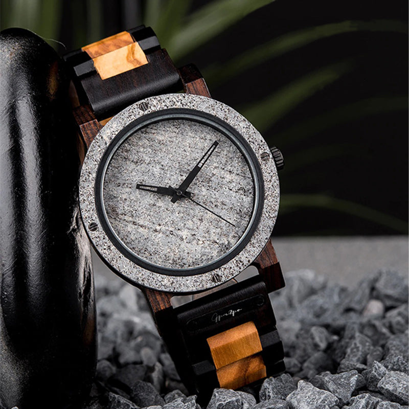 Natural wood watch | Fusion Olive / Walnut / Rock | Gpa2po - Gpa2po
