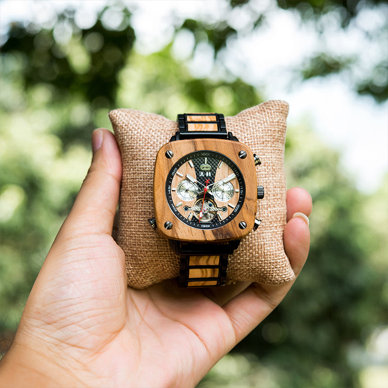 Natural wood watch | Memento Ebony / Olive |Gpa2po - Gpa2po